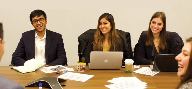 Business Minor students at round table
